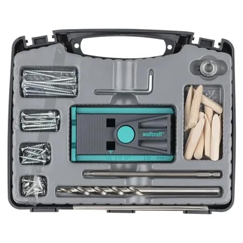 wolfcraft Undercover Jig Set Torx – 4642100 - Bohrersets für Möbelbau mit robuster Holzverschraubung. Erstellen Sie unsichtbare Verbindungen dank hochwertiger Bohrlehre, inklusive Zubehör im praktischen Koffer.