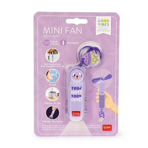 Legami Mini Ventilator – Tragbar und Wiederaufladbar im Teddy-Design - Der kompakte Mini Ventilator von Legami im süßen Teddy-Design sorgt für frischen Wind überall. Mit 3 Geschwindigkeitsstufen und zusammenklappbar – perfekt für unterwegs! Inklusive Licht und Schlüsselanhänger.