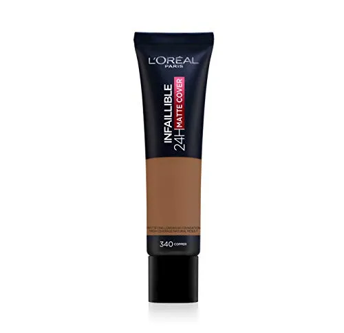 L'Oréal Paris Infaillible 24H Matte Cover 340 Cuivre/Copper, langanhaltendes Flüssig-Make-up, hohe Deckkraft, wasser- und wischfest
