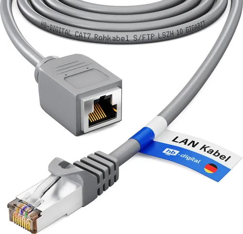 HB-DIGITAL LAN Kabel Verlängerung RJ45 CAT 7 S/FTP - Hochgeschwindigkeits LAN-Kabel mit 10 GBit/s Datenübertragung, ideal für moderne Netzwerke und kompatibel mit zahlreichen Geräten. Perfekt für schnelle Internetverbindungen!