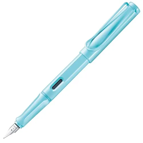 Lamy safari aquasky Füller - Füllhalter mit ergonomischem Griff & polierter Stahlfeder in Strichbreite F – robuster ASA-Kunststoff - inkl. Tintenpatrone T 10 blau - Rechtshänder