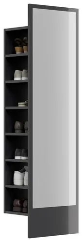 Magnolia Home Schuhregal Vestis Reflex für 7 Paar Schuhe in Hochglanz Grafit - Elegantes Schuhregal für 7 Paar Schuhe mit Spiegelpaneel. Hochwertige Verarbeitung und edle Hochglanz-Oberfläche. Ideal für stilvolle Aufbewahrung und optimalen Platz!