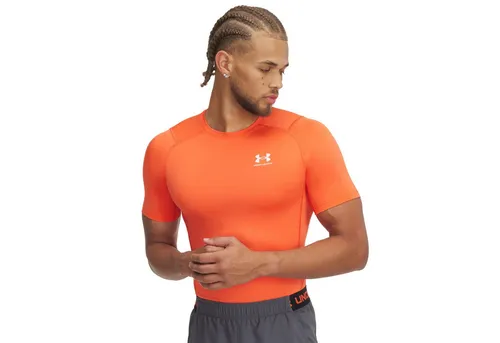 Under Armour HG Armour Comp SS fire white XXL - Herren Laufshirt Kurzarm, aus leichtem und schnelltrocknendem HeatGear-Material für optimalen Tragekomfort und strategische Belüftung.