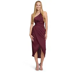 Vera Mont Abendkleid mit Raffung - Elegantes Damenabendkleid in Deep Dahlia aus hochwertigem Satin, figurbetont mit asymmetrischem Ausschnitt – ideal für besondere Anlässe.