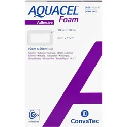 Aquacel Foam Adhäsiv 10x20cm - 5 ST - Kompressen & Verbände mit Hydrofiber-Technologie für schmerzlindern und atraumatischen Verbandwechsel, wasserfest und ideal für mäßig exsudierende Wunden.