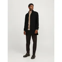 Jack & Jones Melton Mantel Schwarz L - Winterjacke aus schwerem Wollmischstoff, winddicht und ideal für smart-casual Looks. Mit recyceltem Futter für angenehmen Tragekomfort.