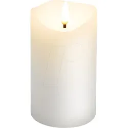 GOOBAY 77775 - LED Echtwachskerze, weiß, warmweiß mit Timer 7.5x12.5 cm