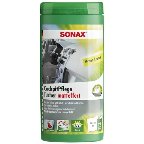 Cockpitpflege SONAX Matteffect Green Lemon 25 Stück wirkt staubabweisend und antistatisch 04128000