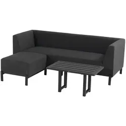 Hartman Dion Set mit Lounge Tisch 80x50x50 cm - Black - Stylische Gartenmöbelgarnitur mit wetterfestem Aluminiumrahmen und langlebigem Kunststoffgeflecht. Ideal für entspannte Stunden im Freien und kombiniert Komfort mit modernem Design.