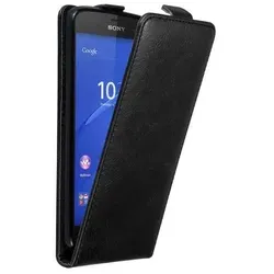 Cadorabo Hülle für Sony Xperia Z3 COMPACT Schutz Hülle in Schwarz Flip Etui Handyhülle Case Cover