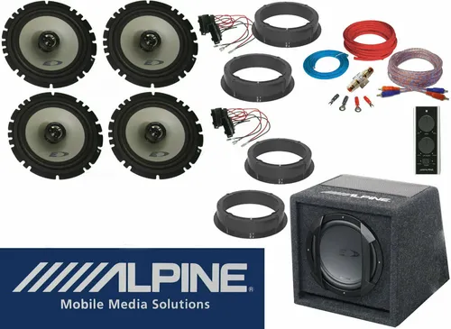 Alpine Set für VW Golf 6 Lautsprecher & Subwoofer - Car-HiFi-Lautsprecher für VW Golf 6, leistungsstark mit bis zu 1000 W, inklusive Kabel, Lautsprecher und aktivem Subwoofer für ein beeindruckendes Klangerlebnis.