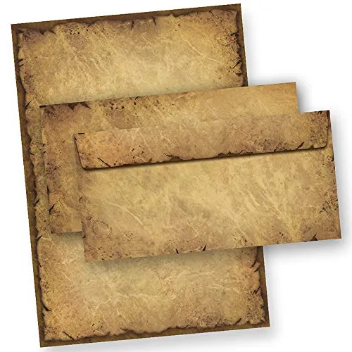 CASANOVA Briefpapier mit Umschlag Vintage 250 Sets Papier beidseitig A4 alt retro Mittelalter antik nostalgisch