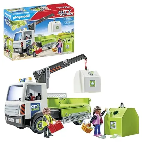 PLAYMOBIL City Action 71431 Altglas-LKW mit Container - Fördere Umweltschutz und Stadtreinigung spielerisch mit 62-teiligem Set für Kinder ab 4 Jahren