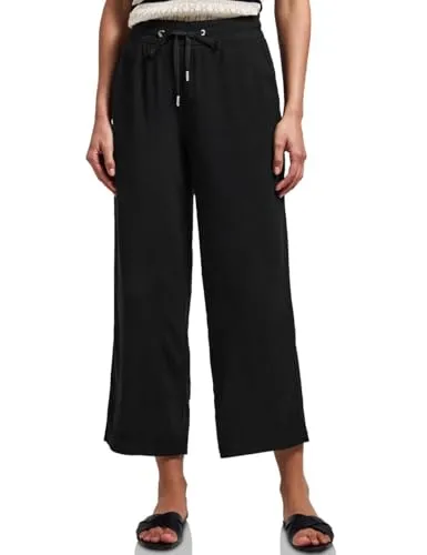 Street One Damen 3716099 Wide Leg Hose, Schwarz, Größe 34 - Damen-Hosen mit Loose Fit, High Waist und seitlichen Taschen für einen lässigen Look. Der elastische Bund mit Tunnelzug sorgt für optimalen Tragekomfort.