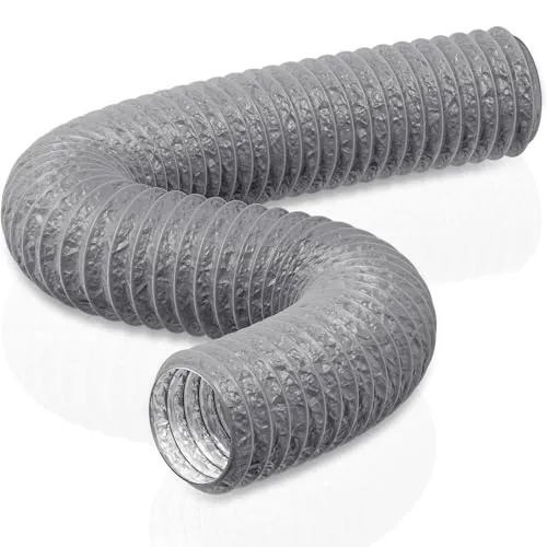 HG Power 150mm Abluftschlauch, 5m Flexibel PVC Alurohr Lüftungsschlauch Schallgedämmter Alu Flex-Schlauch Abluftrohr für Wachstumszelt Trockner Mobile Klimaanlage Abluftventilator, Grau