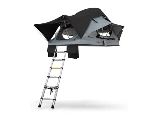 Juskys Autodachzelt Lago 120 x 210 cm - Flexibles Camping mit LED-Beleuchtung - Zelt für komfortables Camping auf dem Fahrzeugdach, inkl. LED-Beleuchtung und Leiter – perfekt für Abenteuerlustige und Reisende.