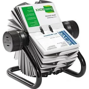 Durable 2481 Visifix Rollkartei Visitenkarten - schwarze Kunststoff-Rollkartei mit 200 Hüllen, ideal für organisierte Adressverwaltung im Büro oder Zuhause