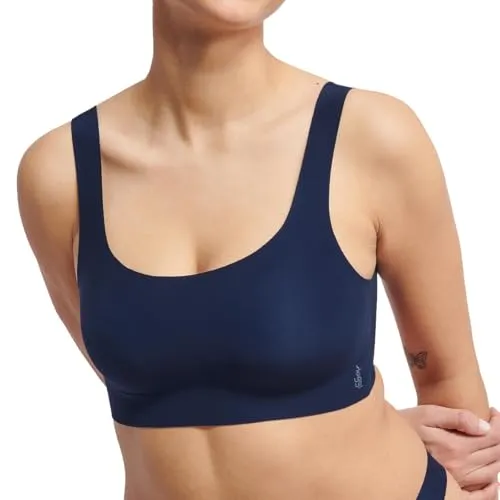 Sloggi Damen Zero Feel 2.0 Top Bra - Navy Blue, XS - Funktionsunterwäsche mit atmungsaktiven Pads für leichten Halt und einer gebürsteten Oberfläche für ein besonders weiches Tragegefühl.