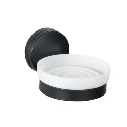 Wenko-Wenselaar GmbH & Co. KG WENKO Seifenschale Pavia Static-Loc® Plus, schwarz, Moderne Seifenablage zur Aufbewahrung und Ablage von Handseife, Maße (B x H x T): 10 x 6,5 x 12 cm 24897100
