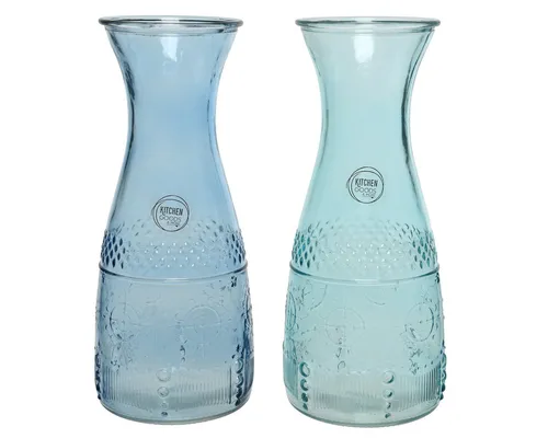 Decoris season decorations Wasserkaraffe, Weinkaraffe / Wasserkaraffe aus Glas 10x25cm 1l blau 1 Stück sortiert