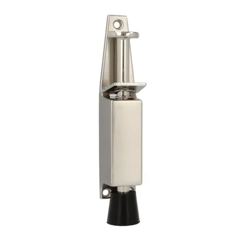 Amig - Gummi-Fußstütze Mod.10 zum Halten und Öffnen der Türen, vertikaler Zamak-Stopper, Anti-Beschlag, Maße: 120 x 25 mm, Lauf: 28 mm, Silber