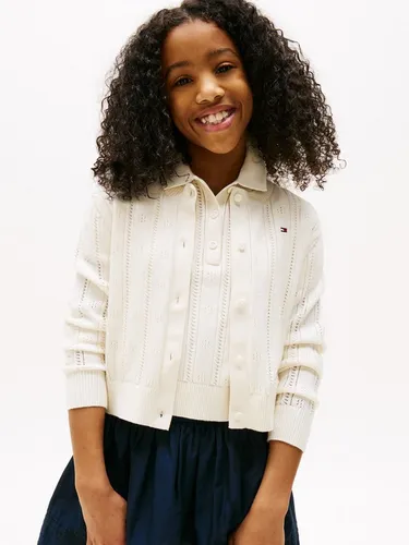 Tommy Hilfiger Strickjacke POINTELLE CARDIGAN LS für Kinder bis 16 Jahre, mit süßem Muster