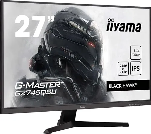 iiyama G-MASTER Black Hawk 27" WQHD Gaming Monitor - Gaming Monitor 68,6 cm (27") mit WQHD 2560 x 1440 Auflösung, 100 Hz IPS-Panel und 1 ms Reaktionszeit für flüssiges Gaming-Erlebnis.