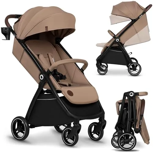 LIONELO INGRID Kinderwagen - Buggys für Kinder bis 22 kg, mit 360° schwenkbaren Rädern und vollem Federungssystem für eine komfortable Fahrt und einhändig zusammenklappbar für praktische Handhabung.