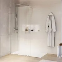 Bernstein Walk-In Duschabtrennung NT101 mit Schiebetür und Chrom-Profil - Elegante Walk-In Dusche mit 8 mm Klarglas und praktischer Schiebetür. Die Nano-Versiegelung sorgt für einfache Reinigung, während die Aluminiumprofile in Schwarz matt einen modernen Look bieten. Flexibel montierbar für maximalen Komfort.