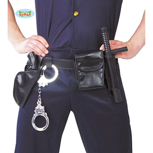 NET TOYS Polizei Gürtel inklusive Accessoires Handschellen, Tasche, Pistole, Schlagstock Polizist Kostüm Zubehör Polizeiausrüstung