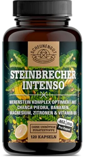 Scheunengut® Steinbrecher Intenso | Chanca Piedra 120 St - Nahrungsergänzungsmittel zur Unterstützung der Nierenfunktion, rezeptfreie Kapseln mit 120 St. für eine natürliche Entgiftung.