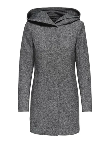 ONLY Kurzmantel ONLSEDONA LIGHT COAT OTW NOOS - Dunkelgrau Melange - Funktionsjacke mit verdeckter Knopfleiste, pflegeleicht und ideal für stilbewusste Frauen, die Komfort und Eleganz schätzen.