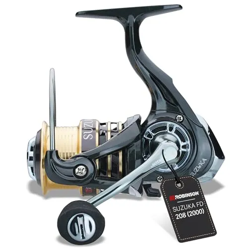 Robinson Angelrolle – Frontbremse, 8 Kugellager, Duraluminium-Spule, 5.2:1, ideal zum Angeln auf Barsch, Forelle und Döbel – Suzuka (2000)