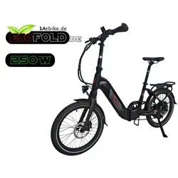 Zoll ECOFOLD BFH400N Elektrofahrrad Ebike Klapprad BaFang Heckmotor  250W 7 Gang 504 Wh Faltrad schwarz - Schwarz 20