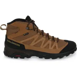 Salomon X Ward Leather Mid GTX 471818 - Schwarze/Braune Wanderschuhe 43 - Hochwertige Herren-Trekkingschuhe mit GORE-TEX-Membran für Wasserdichtigkeit und Atmungsaktivität. Optimale Dämpfung und Grip auf unebenem Gelände durch Contagrip-Gummisohle. Ideal für Abenteuer in der Natur!