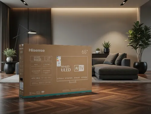 Hisense 65U7Q 65 Zoll Fernseher - 4K Mini LED ULED Smart TV mit Hi-View AI Engine, 144Hz Game Mode Pro und integriertem Subwoofer für ein unvergleichliches Seherlebnis und beeindruckenden Sound.