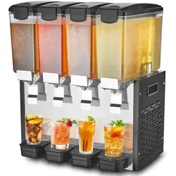 VEVOR Getränkespender 4 Tanks 10L Edelstahl - VEVOR Getränkespender mit 4 Tanks (10 L pro Tank) aus Edelstahl. Ideal für Kaltgetränke bei Veranstaltungen. Effiziente Kühlung von 7–12 °C für erfrischende Getränke. Robustes Design, perfekt für Gastronomie und Catering.