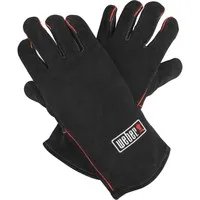 Weber Leder Grillhandschuhe - 1 Paar, extrem hitzebeständig und weich, aus Premium Leder mit roter Naht, ideal für sicheres Grillen