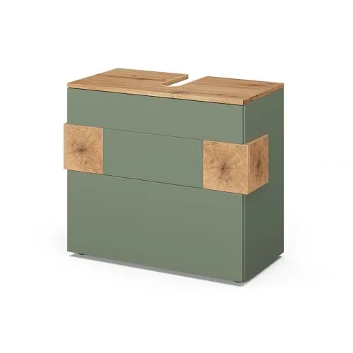 Vicco Waschbeckenunterschrank Eden in Grün/Artisan, 70 x 64,5 cm - Stylischer Waschbeckenunterschrank mit 2 Schubladen für optimalen Stauraum im Badezimmer. Pflegeleichte Materialien und modernes Design sorgen für eine ansprechende Gestaltung.