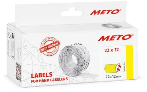 Meto Preisauszeichner Etiketten (22x12 mm, 1-Zeilig, 6.000 Stück, fluor gelb, permanent, Preisetiketten für Meto, Contact, Sato, Avery, Tovel, Samark etc.)