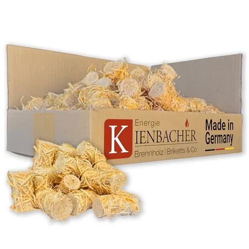Holzwolle Anzünder natürliche Firestarter Kaminanzünder Grillanzünder Feueranzünder Fire Starter Öko-Anzünder | schnell entfacht für Grill, Pizzaofen, Smoker, Kamin & Ofen | Energie Kienbacher 1 kg