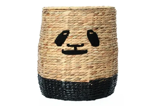 Youl Basket w/Lid - Nature, niedlicher Panda Aufbewahrungskorb - Körbe, praktischer Aufbewahrungskorb aus Wasserhyazinthe für Kinderzimmer, ideal zur Organisation von Spielzeug und kleinen Gegenständen.