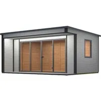 Weka Designhaus Cubilis 4.0 Grau - Modernes Gartenhaus - Holz-Gartenhäuser mit eleganter Glasfront und pflegeleichten WPC-Terrassendielen, bietet Stabilität und sofortige Nutzung ohne Erstanstrich.