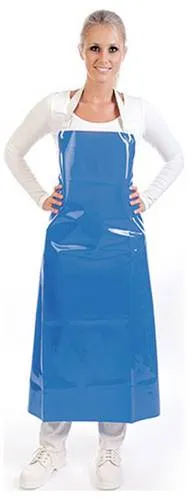 HYGOSTAR® PU-Latzschürze 300 my - Blau, 130x90cm - Robuste Polyurethan-Latzschürze, ideal für die Lebensmittelindustrie und Spülküchen. Sie bietet zuverlässigen Schutz und ist leicht zu reinigen.