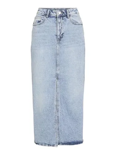 Vila Jeansrock VIJAF HW MIDI DENIM SKIRT-NOOS blau 38 - Modischer Midi-Jeansrock in Light Blue Denim, elastisch und pflegeleicht. Ideal für trendbewusste Looks, mit Eingrifftaschen und hoch geschnittenem Design.
