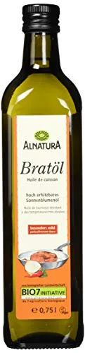 Alnatura Bio Bratöl, 750 ml (1er Pack) - Vielseitiges Bratöl aus hochwertigen Sonnenblumenkerne, ideal für Braten, Backen und Frittieren. Es überzeugt durch seinen milden Geschmack und eignet sich perfekt für verschiedene Gerichte.