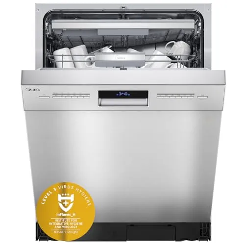 Midea SU 7.35X14BS - 60cm Unterbau Geschirrspüler, 14 Maßgedecke, WiFi-fähig mit Extra Trocknung und 8 Programmen, leise mit nur 42dB