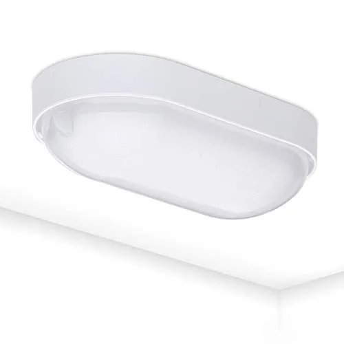 Oktaplex LED Kellerlampe BASE 9W 800Lm IP65 Neutralweiß 4000K Ovalleuchte Kellerleuchte Deckenlampe Weiß