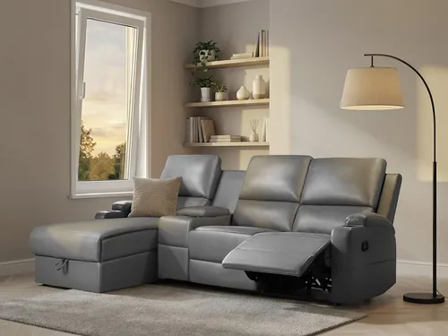 Home affaire Ecksofa NAPORI Multimediasofa XXL - Ecksofa mit Relaxfunktion, 3 Bezugsstoffen und Getränkehaltern, ideal für gemütliche Filmabende im modernen Wohnzimmer.