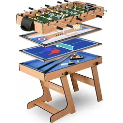 4-in-1 Tischtennistisch Billard Bowling Stabile Konstruktion Zusammenklappbar